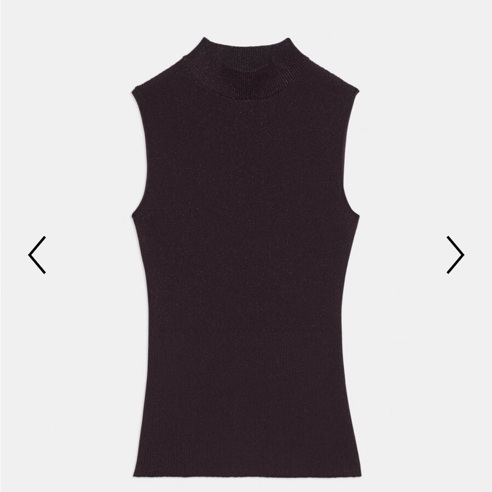 NWT Theory Plaited Compact Crepe Tank Shimmer in Merlot sz P $275